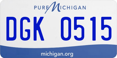 MI license plate DGK0515