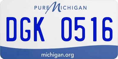 MI license plate DGK0516