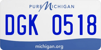 MI license plate DGK0518