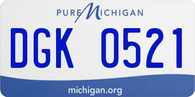 MI license plate DGK0521