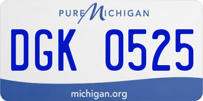 MI license plate DGK0525