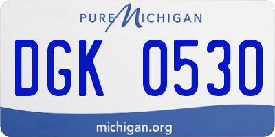 MI license plate DGK0530