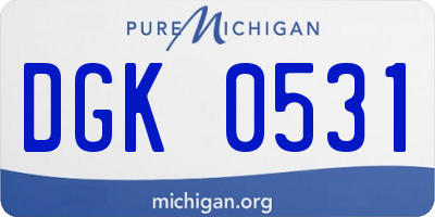 MI license plate DGK0531