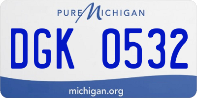 MI license plate DGK0532