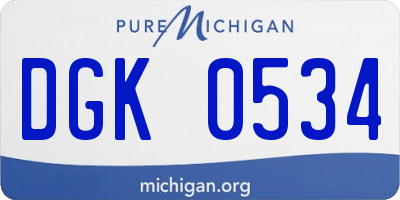MI license plate DGK0534