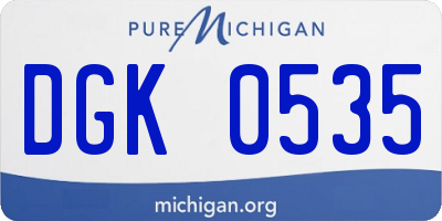MI license plate DGK0535