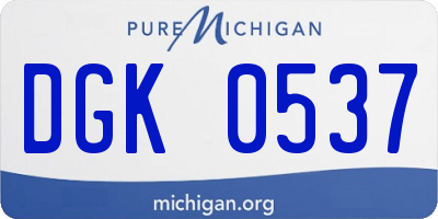 MI license plate DGK0537