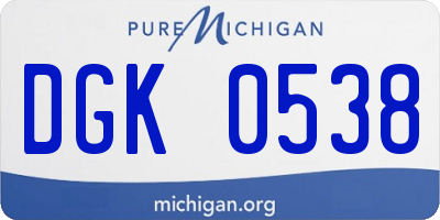 MI license plate DGK0538