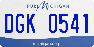 MI license plate DGK0541