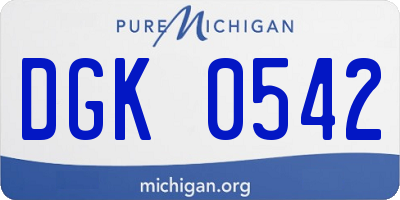 MI license plate DGK0542