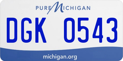 MI license plate DGK0543