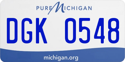 MI license plate DGK0548