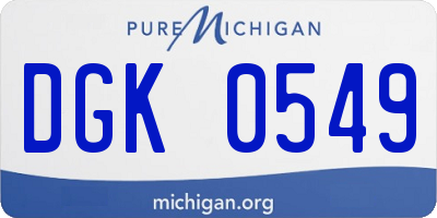 MI license plate DGK0549