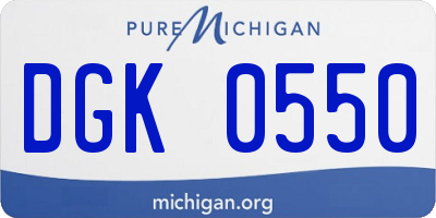 MI license plate DGK0550