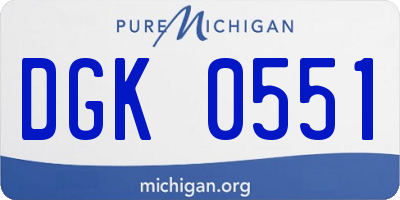 MI license plate DGK0551
