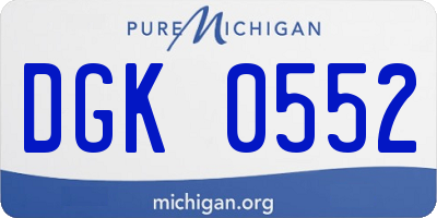 MI license plate DGK0552