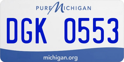 MI license plate DGK0553