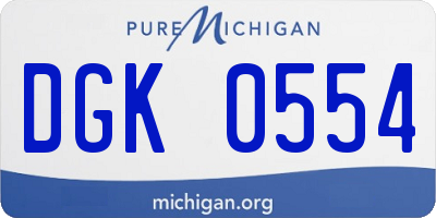 MI license plate DGK0554