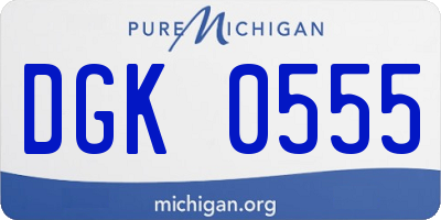 MI license plate DGK0555