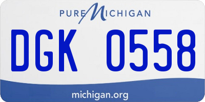 MI license plate DGK0558