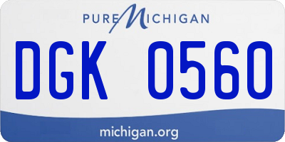 MI license plate DGK0560
