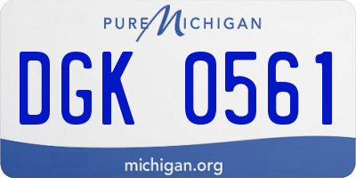 MI license plate DGK0561