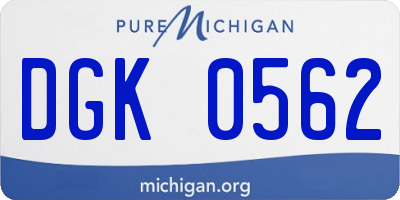 MI license plate DGK0562