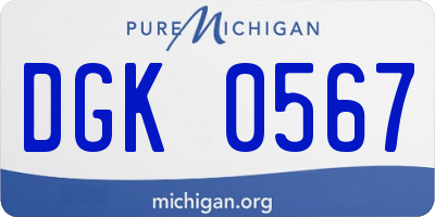 MI license plate DGK0567