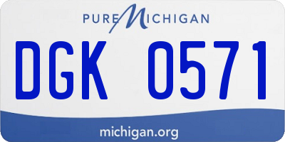 MI license plate DGK0571