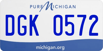 MI license plate DGK0572