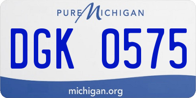MI license plate DGK0575