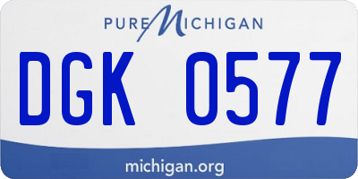 MI license plate DGK0577