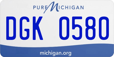 MI license plate DGK0580