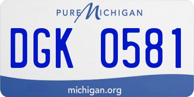 MI license plate DGK0581