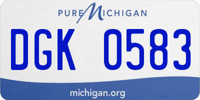 MI license plate DGK0583