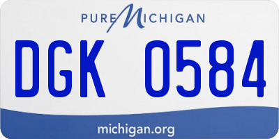 MI license plate DGK0584