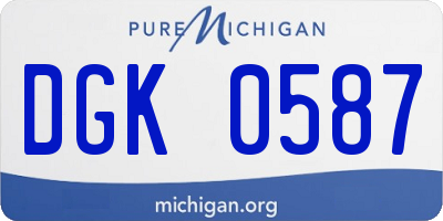 MI license plate DGK0587