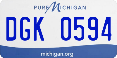 MI license plate DGK0594