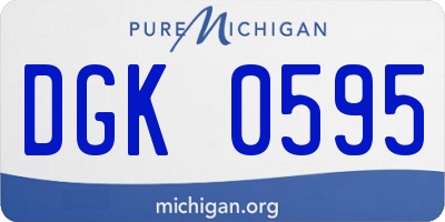 MI license plate DGK0595