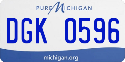 MI license plate DGK0596