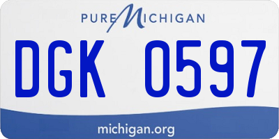 MI license plate DGK0597