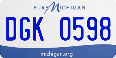 MI license plate DGK0598