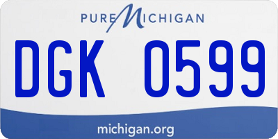 MI license plate DGK0599