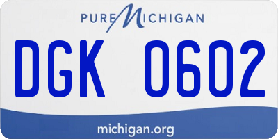 MI license plate DGK0602
