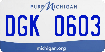 MI license plate DGK0603