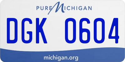 MI license plate DGK0604