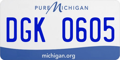 MI license plate DGK0605