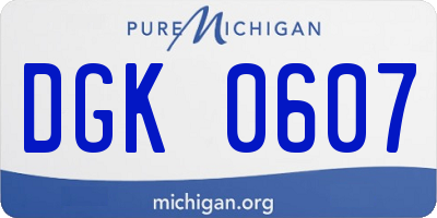 MI license plate DGK0607