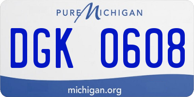 MI license plate DGK0608