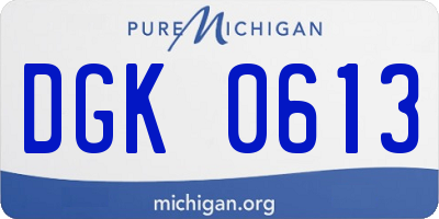 MI license plate DGK0613